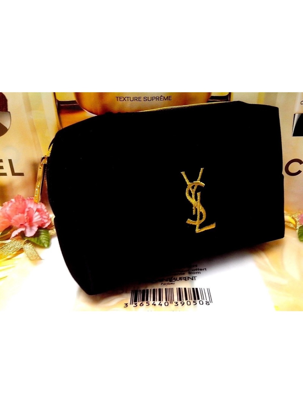 Saint Laurent Black Velvet Toiletry VIP GWP with Gold YSL Emblem “FIRM PRICE”